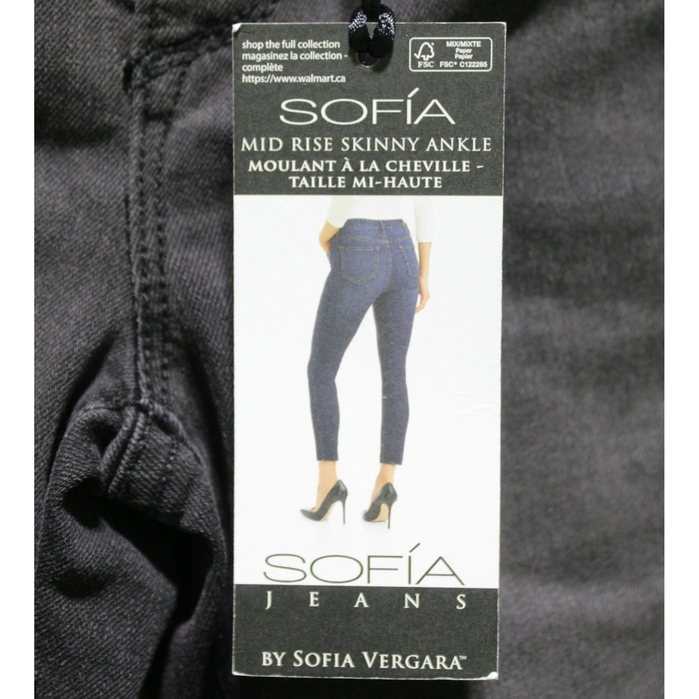 Sofia Jeans by Sofia Vergara Womens Mid Rise Skinny Ankle Black Jeans Size 4 NWT